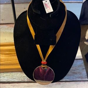 Chico’s NWT tan string necklace w/round pendant 4